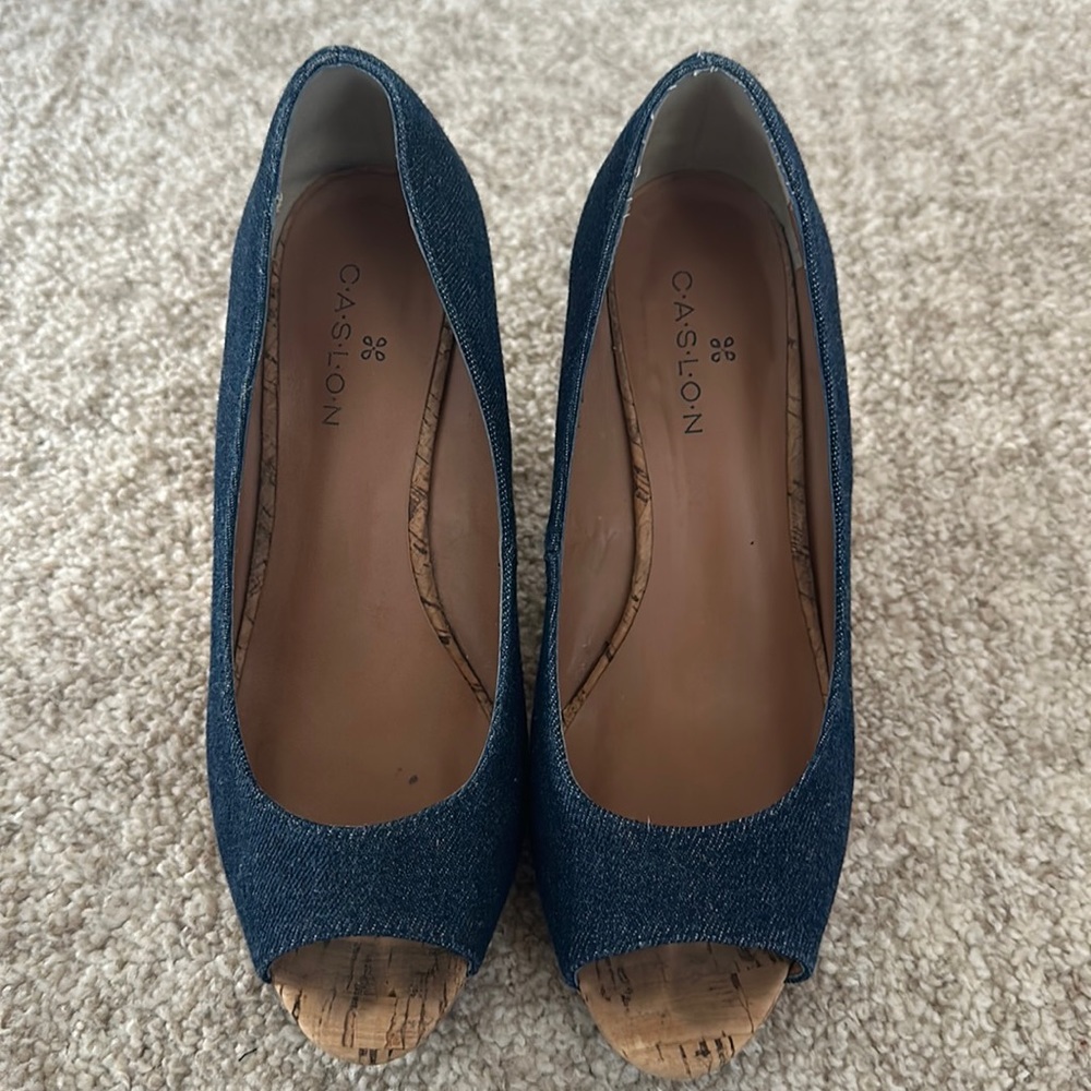 Peep toe wedges